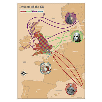 HISTORY, ROMANS, Invaders of the UK Map, Each
