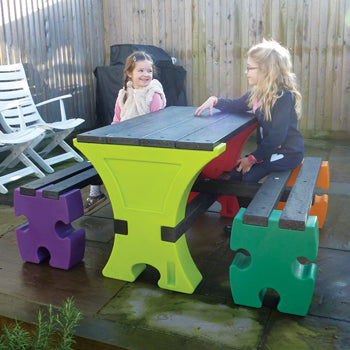 Junior Jigsaw Table & Bench Set, Multicoloured, Per Set