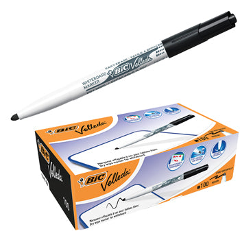DRYWIPE PEN MEDIUM BARRELS, BiC(R) Velleda 1741, Black, Pack of 100