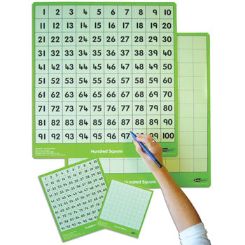 100 NUMBER SQUARES, Boards, Pupil, 160 x 140mm, Pack of 30