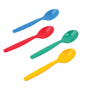 POLYCARBONATE WARE, STANDARD, Small Dessert Spoons, Green, Pack of 10