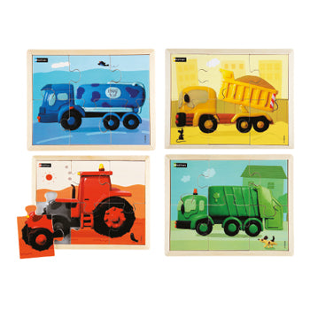 COLOUR VEHICLES PUZZLES, Age 2+, Set of 4