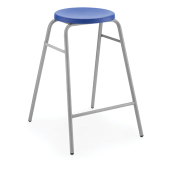 ROUND TOP STOOL, GREY FRAME, 525mm Seat height, Black Top