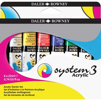 PAINT, ACRYLIC, DALER ROWNEY SYSTEM 3, Sets, Small Tube Starter Pack, Pack of 6 x 22ml