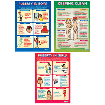POSTERS, Hygiene and Sex Education, Set 1, Set of 3