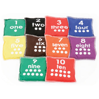 BEAN BAGS, Printed Numbers, Set of 10