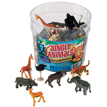 TOY ANIMALS, Jungle Animal Counters, Ages 3+, Set of 60