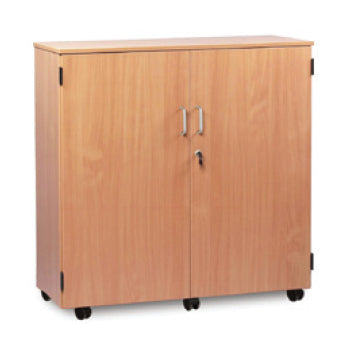 CLASSROOM STORAGE, MOBILE STOCK CUPBOARD, 1 Fixed & 2 Adjustable Shelves, 1083mm height, Beech