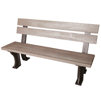 LEISURE BENCH, RECYCLED PLASTIC FURNITURE, Bench (No Arms), Grey & Black, Each