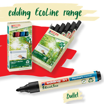 EDDING ECOLINE RANGE, Edding 31 Flipchart Marker, Black, Pack of 10