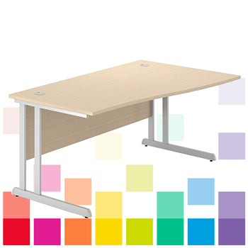 CANTILEVER FRAME DESKS, SINGLE WAVE, 1200mm width, Right Return, Beech, Smartbuy