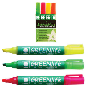 GREENLIFE HIGHLIGHTERS, 6 Assorted Colours, Assorted, Wallet of 6