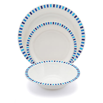 POLYCARBONATE WARE, BLUE STRIPE DESIGN, Plates, 230mm diameter, Each