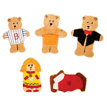 CLOTH FINGER PUPPETS, Goldilocks and the Three Bears, Set of 5