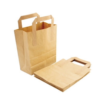 BAGS, CARRIER, BROWN KRAFT PAPER, 216 x 180 x 90mm, Pack of 250