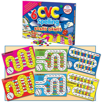 SMART KIDS, BOARD GAMES, CVC Spelling, Age 5-7, Set of 6