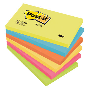 POST-IT(R) COLOUR NOTES, Energy Palette, 76 x 127mm, Pack of 6