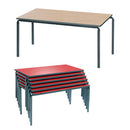 CRUSHBENT STACKING TABLE, RECTANGULAR, 1100 x 550mm, Sizemark 2 - 530mm height, Light Grey