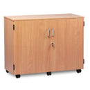 CLASSROOM STORAGE, MOBILE STOCK CUPBOARD, 2 Adjustable Shelves, 833mm height, Maple