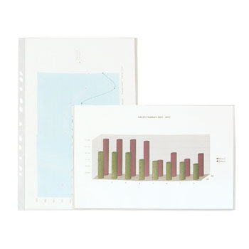 PUNCHED PRESENTATION POCKETS, EMBOSSED CLEAR - OPEN AT TOP, Medium Weight, A3 (90 Microns Thick), Landscape, Box of 50