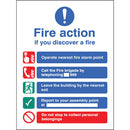 SAFETY SIGNS, FIRE SIGNS, Fire Action, Building Without Lifts, 250 x 300mm, Each