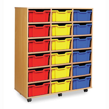 MOBILE DEEP TRAY UNIT, MOBILE TRAY UNITS, DEEP TRAY UNITS, 18 Deep Tray Unit, Beech