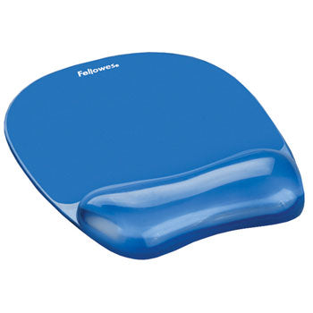 MOUSE MATS WITH WRIST SUPPORT, Crystal Gel, Blue, Each