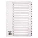 MULTI-PUNCHED TABBED DIVIDERS FOR BINDERS AND FILES, POLYPROPYLENE, PRINTED POSITION TABS, A-Z, Grey, (A4) 223 x 297mm, 10 x Set of 20