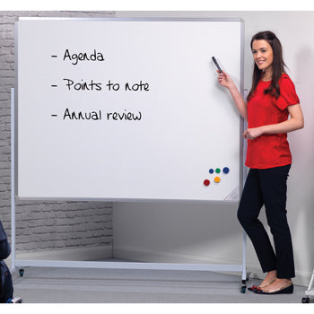 MOBILE ALUMINIUM FRAMED WHITEBOARDS, Mobile, Non-Magnetic, Landscape Style, 900 x 600mm height