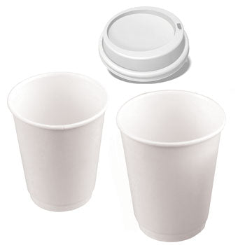 HOT DRINKS CUPS, Double Walled, Lids, Sip Through, 8oz (227ml), Case of 1000