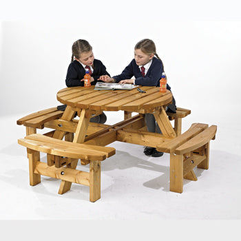 TIMBER, Sherwood Round Picnic Table, Junior, 8 Seater, Anchor Fast, Each