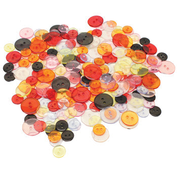 PLASTIC BUTTONS, Transparent Coloured, Pack of 100