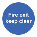 SAFETY SIGNS, FIRE EXIT SIGNS, Self-Adhesive, Fire exit keep clear (External use), 200 x 200mm, Each