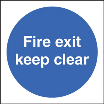 SAFETY SIGNS, FIRE EXIT SIGNS, Self-Adhesive, Fire exit keep clear (External use), 200 x 200mm, Each