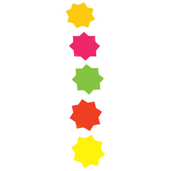 FLUORESCENT CARD SHAPES, Stars, 75mm, Pack of 50