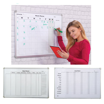 ALUMINIUM FRAMED MAGNETIC WHITEBOARD PLANNERS, Monthly Planner, 900 x 600mm height