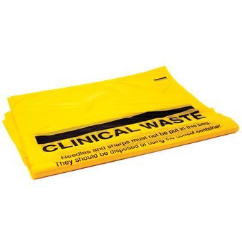 FIRST AID, YELLOW CLINICAL WASTE BAGS, 400 x 600mm, Pack of 25