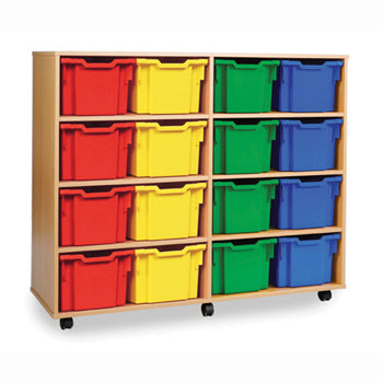 MOBILE EXTRA DEEP TRAY UNIT, MOBILE TRAY UNITS, MOBILE TRAY UNITS, 16 Extra Deep Tray Unit, Beech