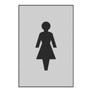 SIGNS, FACILITIES SIGNS, Satin Anodised Aluminium, Female Symbol, 100 x 150mm, Each