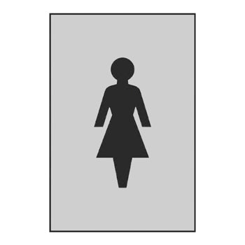 SIGNS, FACILITIES SIGNS, Satin Anodised Aluminium, Female Symbol, 100 x 150mm, Each