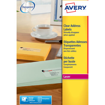 AVERY(R) CLEAR LASER LABELS, L7560-25, Pack of 25