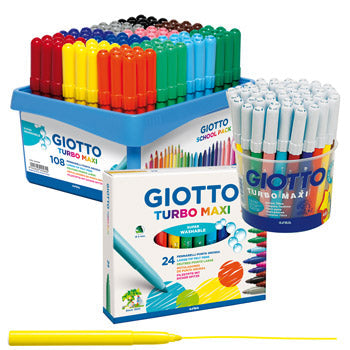 PENS, WASHABLE FIBRE TIP, BROAD, GIOTTO Turbo Maxi, Assorted, Box of 24