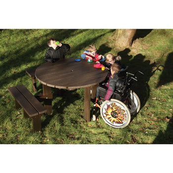MARMAX RECYCLED PLASTIC PRODUCTS, Circular Picnic Table, Brown, Each