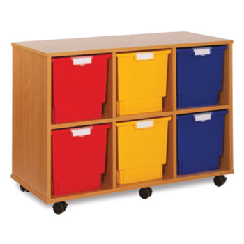 MOBILE TRAY UNITS, JUMBO TRAY UNITS, 6 Jumbo Tray Unit (Horizontal), Beech