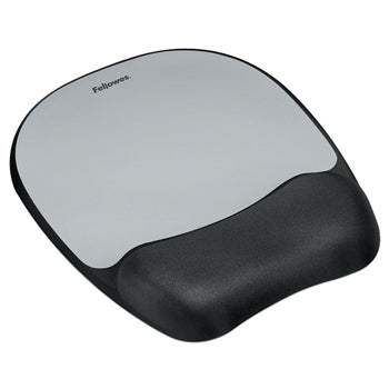 MOUSE MATS WITH WRIST SUPPORT, Memory Foam - Silver Streak, Each