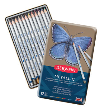 ARTIST'S COLOURED PENCILS, Derwent Metallic, Pack of 12