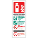 SAFETY SIGNS, KNOW YOUR EXTINGUISHERS, SELF-ADHESIVE, CARBON DIOXIDE, 75 x 200mm, Each