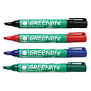 GREENLIFE DRYWIPE MARKERS, Chisel Tip, Single Colours, Black, Pack of 72