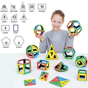 MAGNETIC POLYDRON, Mathematics Set, Pack of 118 pieces