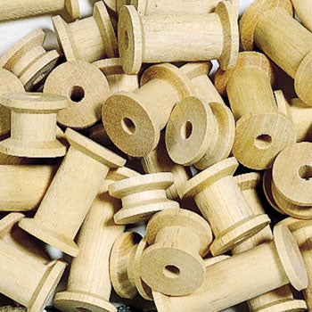 WOODEN SPOOLS NATURAL, Assorted Sizes, Pack of 60